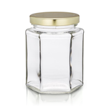 9 oz Hexagon Glass Honey Jar — Case of 12 | Pallet of 320 Cases | No Lids